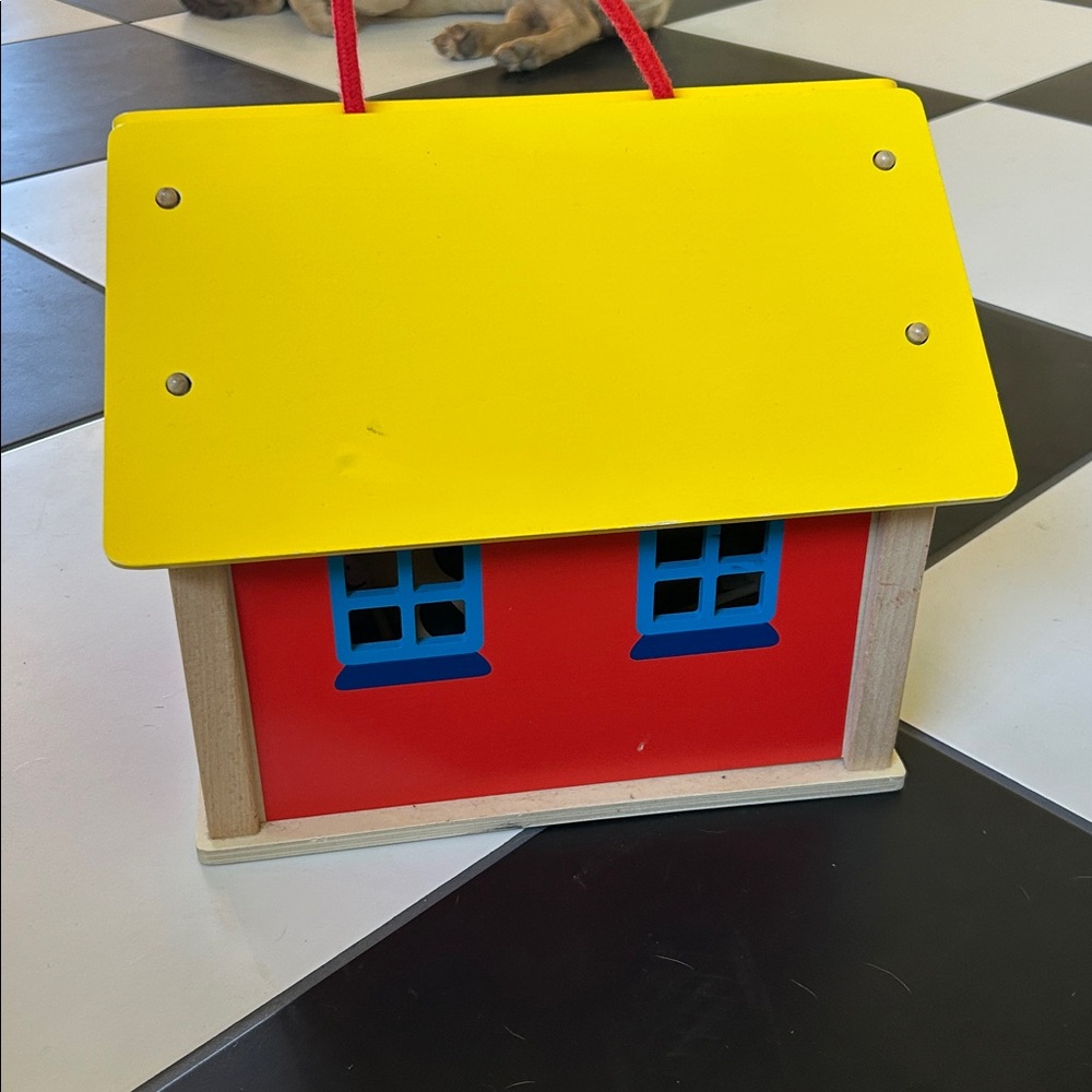 Colorful Toy House with Yellow Roof